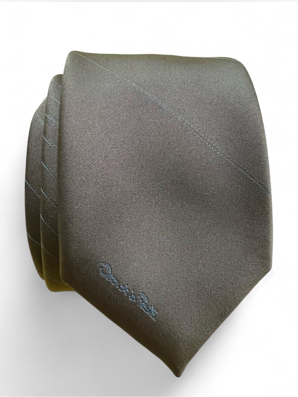 Oscar de la Renta Mens Pinstripe Necktie Brown Silk Blend